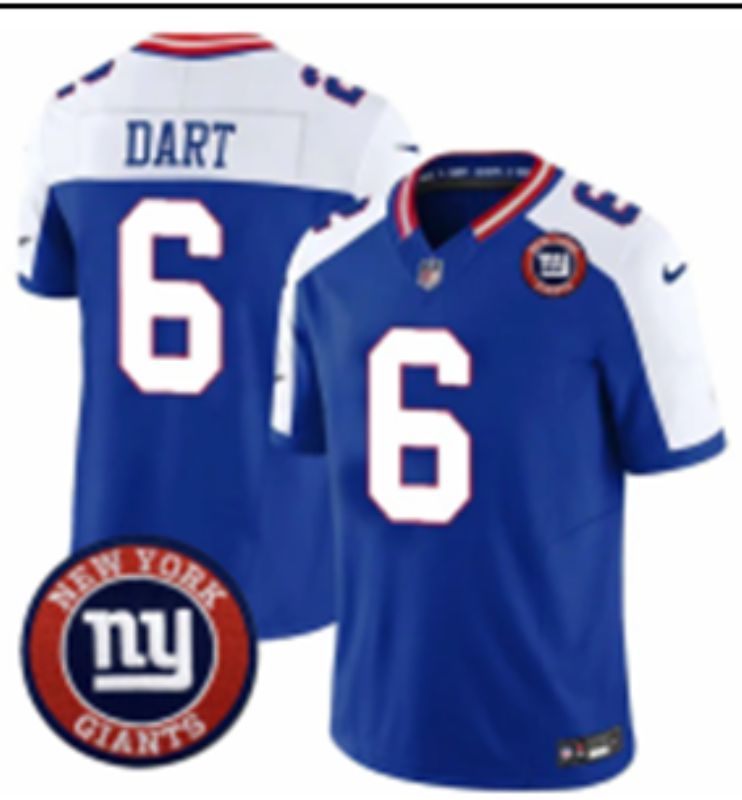 Men 2025 Nike New York Giants #6 Dart Blue Limited NFL Jersey style 03